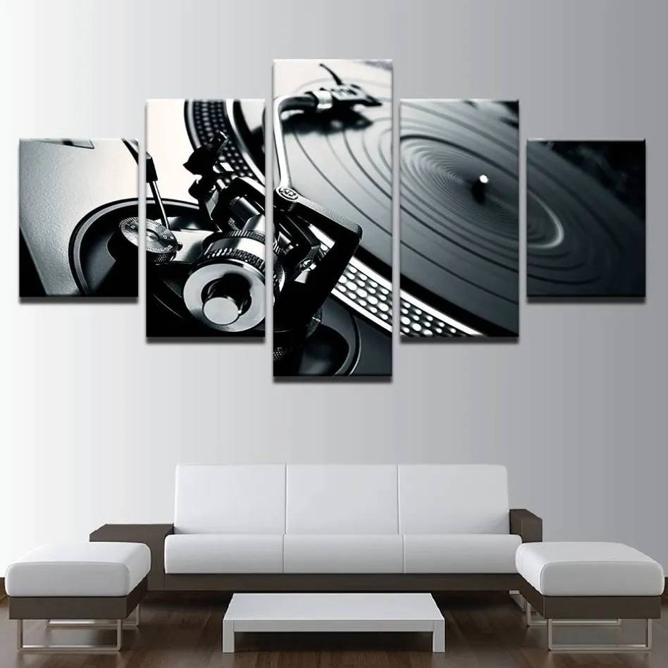 5 pièces musique DJ Console instrument mélangeur peinture toile mur Art photo décoration de la maison salon toile peinture sans cadre 244f