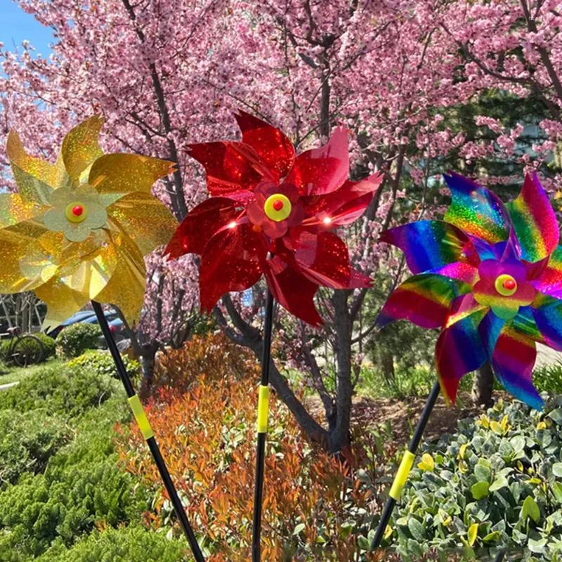 Décorations de jardin Dispositifs répulsifs pour oiseaux avec piquets Peur extérieure Coloré Dissuasion Moulin à vent Décoration de pelouse