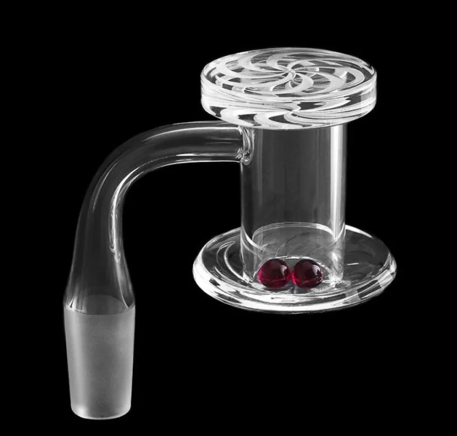 Nuovo stile bordo smussato quarzo Banger 20mmOD chiodo con quarzo intaglio Spinner Carb Cap 2 pezzi perle di rubino per Dab Rig Water Bong1973031