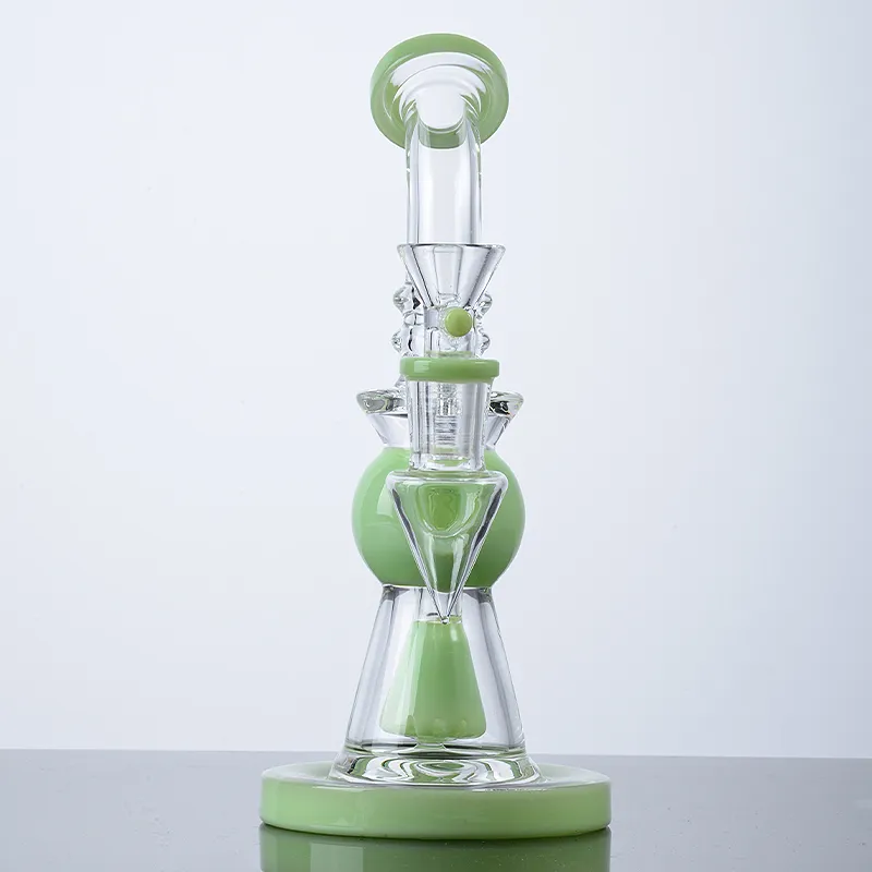 Vattenrör kort nekt munstycke Heady Glass Bong med glasskålens duschhuvud Perkolator Pyramid Design 14mm Kvinnlig gemensam XL275