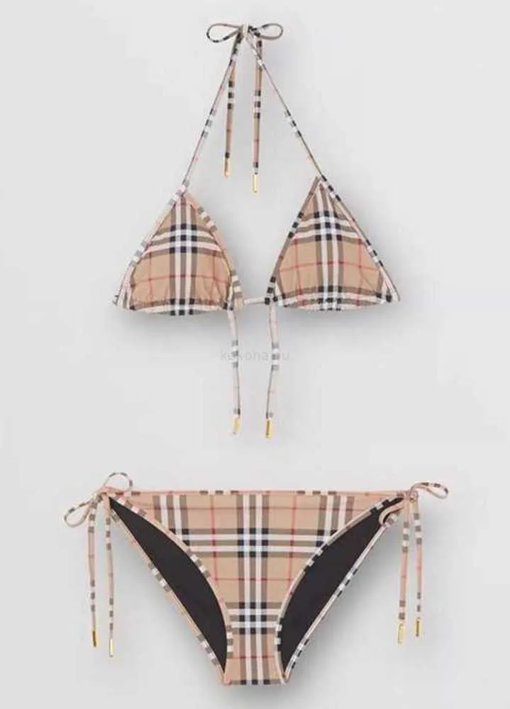 Designer Bikini badkläder Kvinnor Baddräkter Summer Swimsuit Stripe Thread Head Check Mönster Set Bekvämt Bikinis Childrs