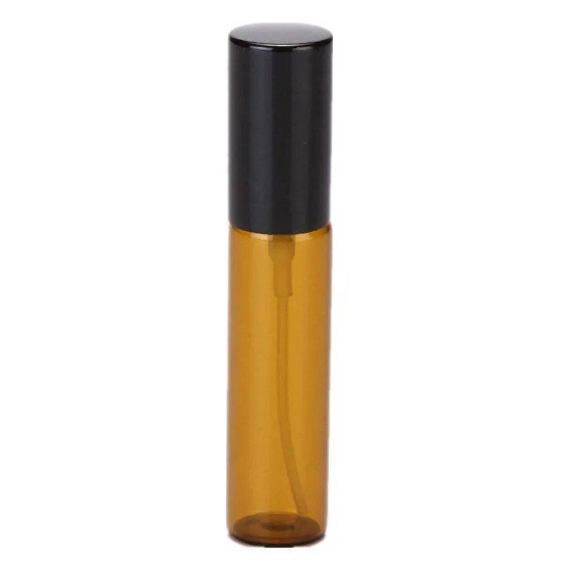 100 pcs/lot Mini 5 ml vide ambre vaporisateur verre atomiseur bouteille de parfum avec bouchon en aluminium flacons de 10 ml bouteille de voyage Lfwsb