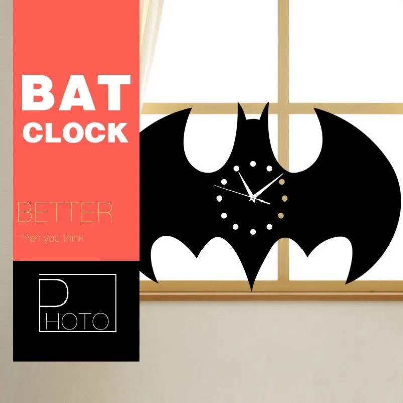 3D Saat Yarasa Şekli Çocuk Yatak Odası Çıkartmaları Reloj De Pared Dijital Duvar Saatleri Tatil Dekor Batman Oturma Odası Duvar Saati 3521CM326B