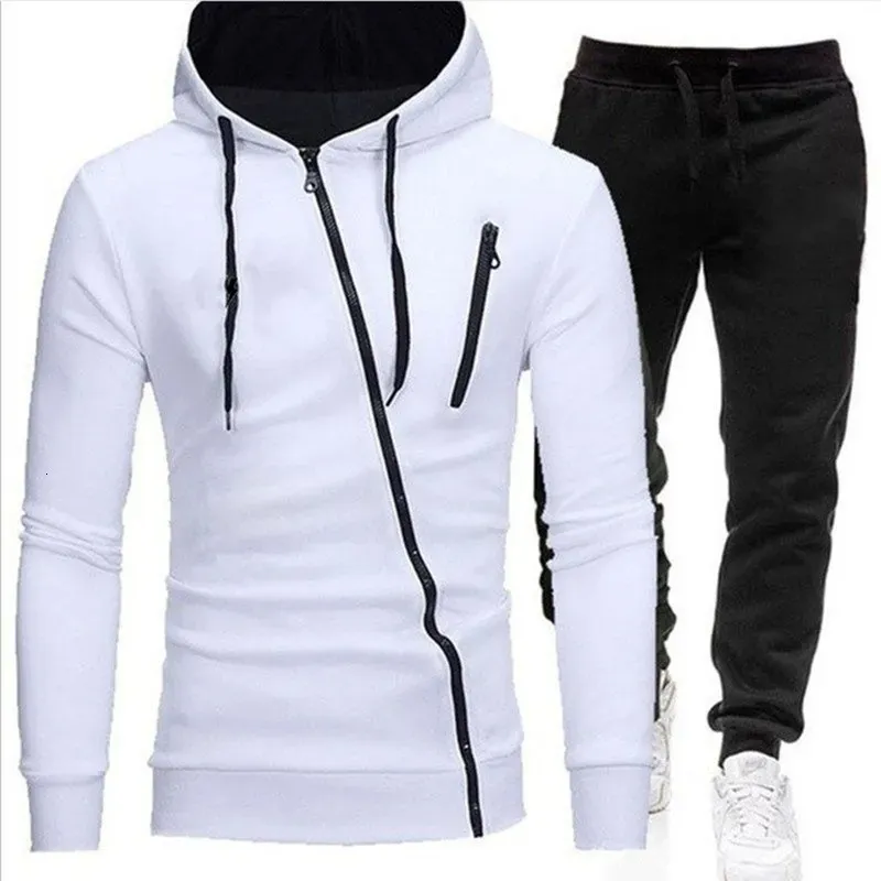 Spring Mens Sportswear 2 -stuk hoodie broek sportpak trui ritssluiting M3XL 240319
