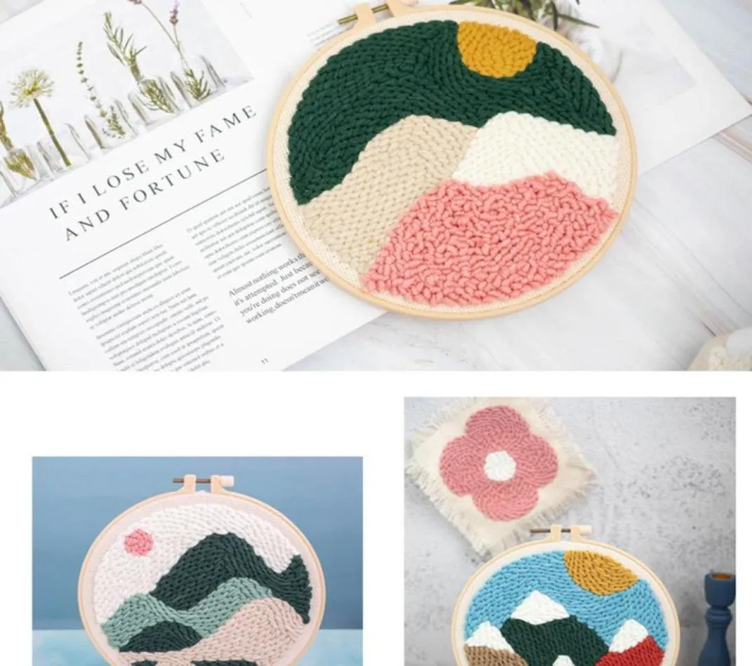 Andere Kunsten En Ambachten DIY Landschap Gemakkelijk Punch Naald Borduurpakket Kruissteek Voor Beginner Handwerk Muurschildering Home Decor3641415