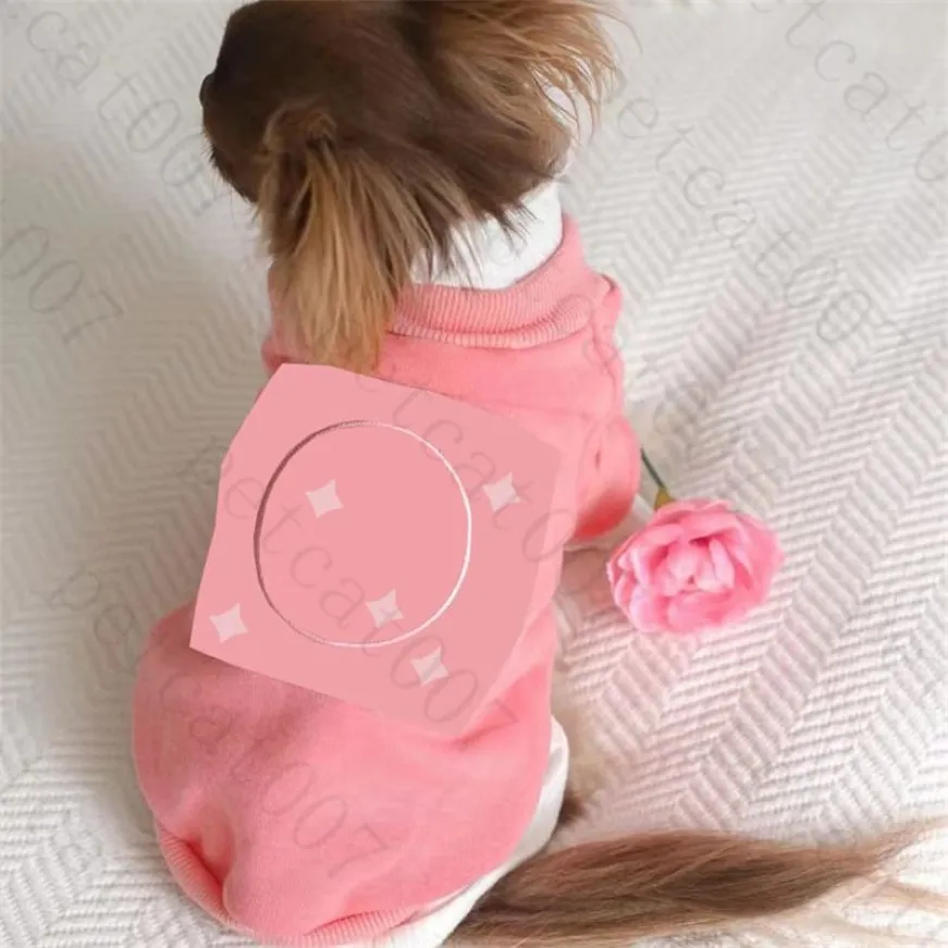 刺繍スウェットシャツペット犬服ピンクプリントペットセーター犬アパレルカジュアルコットンパグ子犬服2768