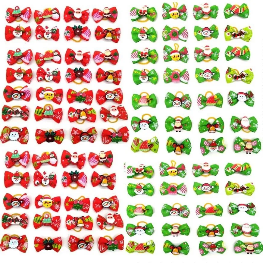 200pcs Lot Dog pielęgnowanie Pet Hair Bow Bowknot Hair Spin Głowa Flower Akcesoria świąteczne Y1022273E