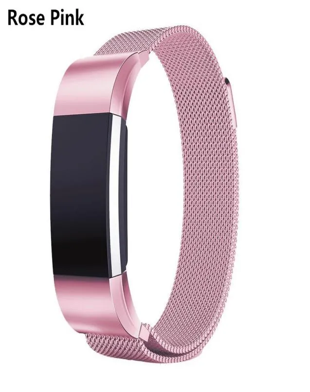 Pulseira de metal com laço milanês magnético de 10 cores para Fitbit Charge 2 Blaze Fitbit Alta HR pulseira de relógio de aço inoxidável malha S1352820