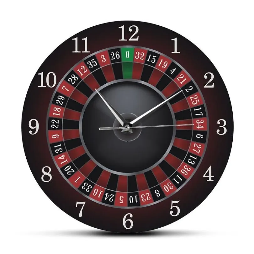 Horloge murale de Poker Roulette avec cadre en métal noir, décor artistique mural pour salle de jeux de Las Vegas, montre de Casino, cadeau 259J