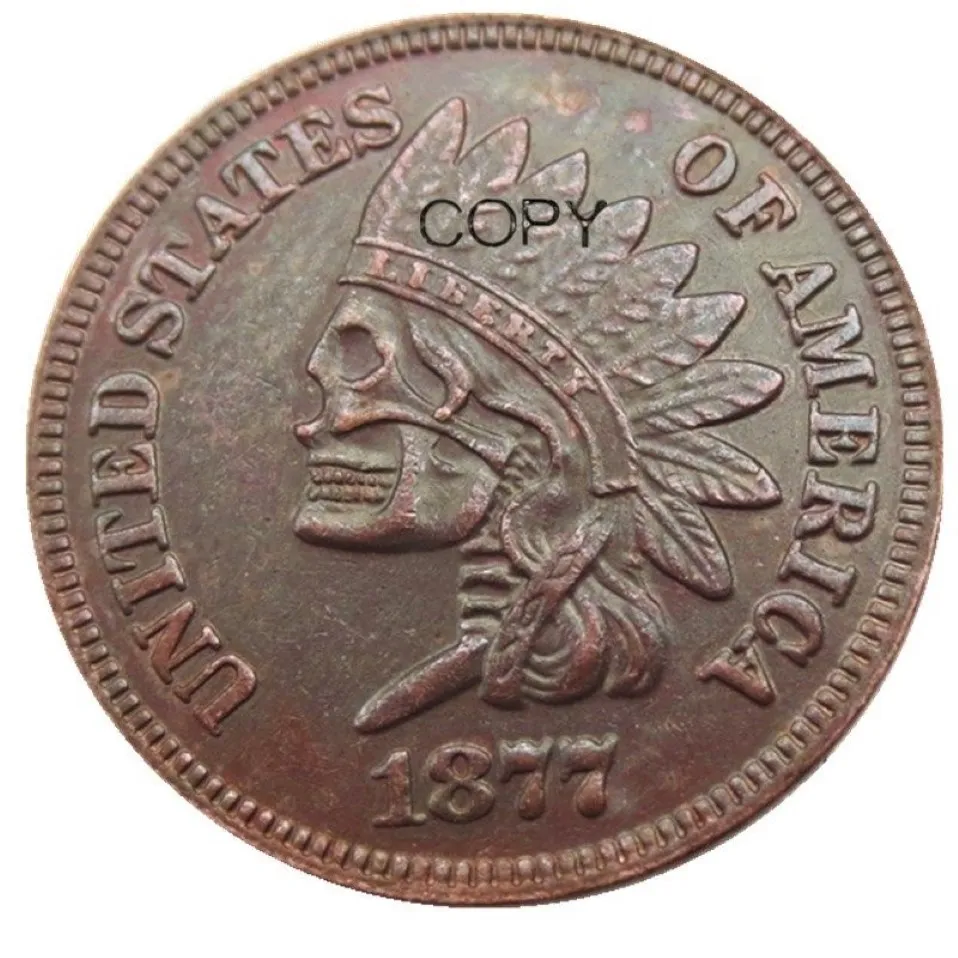 US08 Hobo níquel 1877 Indian Cent Penny enfrentando crânio esqueleto zumbi cópia moeda pingente acessórios Coins217V