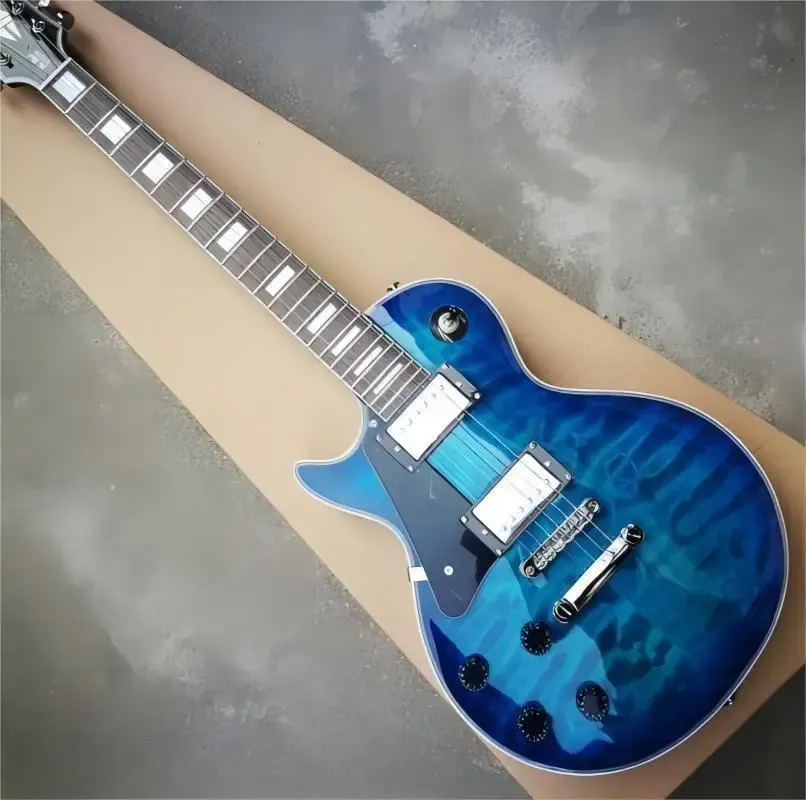 Custom Shop Совершенно новая высококачественная левая левая прозрачная синяя 6-струнная электрогитара