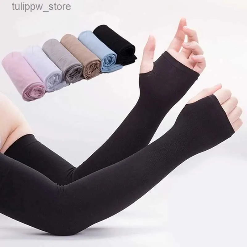 Protective Sleeves Ice Silk Sleeve Sunscreen Cuff Arm Sleeves Uv Sun Protect Anti-Slip Summer Men Women Gloves Outdoor Riding New L240312