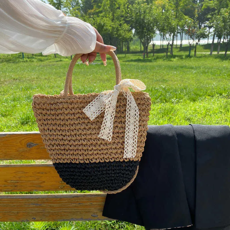 Sac tissé en herbe pour femmes, sac à main Super Fire, mode printemps été plage polyvalent une épaule à bandoulière