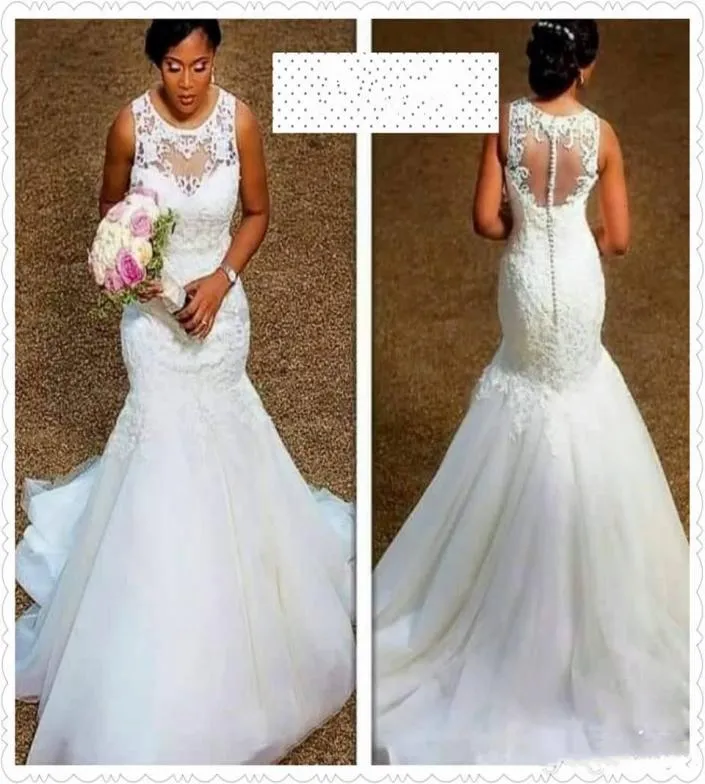 Sexy Mermaid Plus Size Gowns Country African Vintage Empire Waist Wedding Dresses With Beads Wedding Bridal Vestido de novia3707479