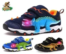 Dinoskulls 38 Boys Autumn Winter Shoes Dinosaur LED Glowing Sneakers Children Sports 3D TRex Kids Genuine Leather Shoes 2011309551721