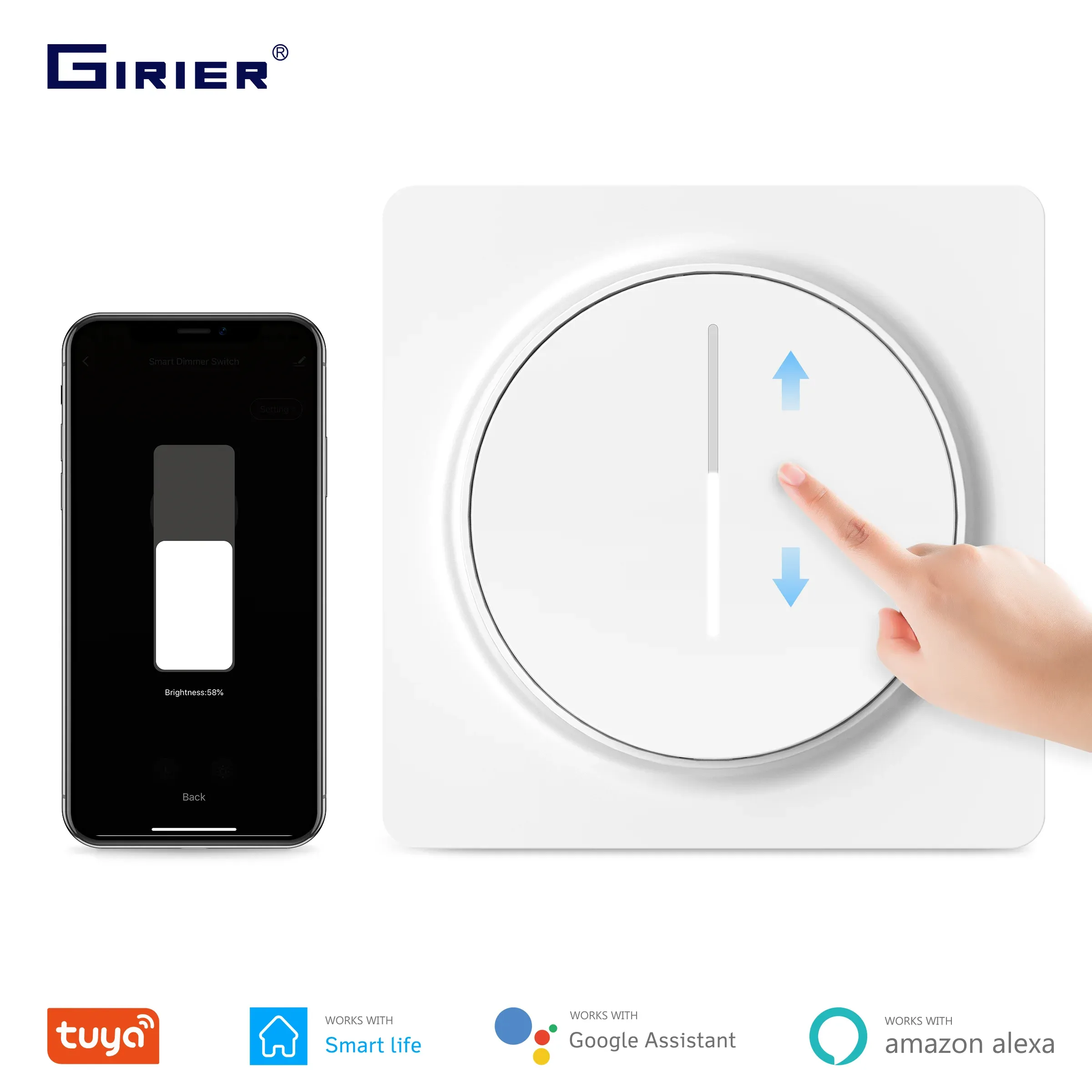 Controllo Tuya Smart Wifi Dimmer Switch Touch Dimmerabile Interruttore della luce del pannello EU 100240V Compatibile con Alexa Google Home Nessun hub richiesto