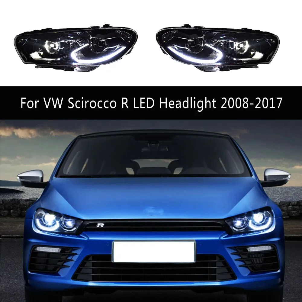 مصابيح تشغيل الأضواء أثناء النهار ، مؤشر إشارة انعطاف لصالح VW Scirocco R مجموعة المصابيح الأمامية 08-17 إكسسوارات السيارة المصباح الأمامي