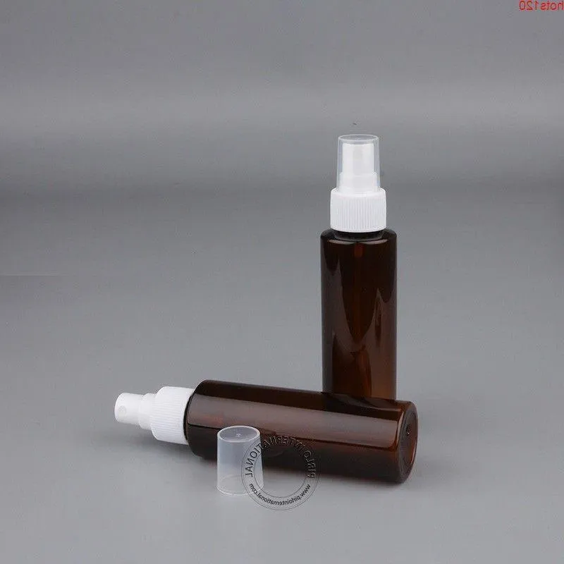 50 stks/partij Lege 100 ml Amber Plastic Spray Fles 10/3 oz Verstuiver Parfum Ontsmettingsmiddel Hervulbare kap aantal Jvhxr