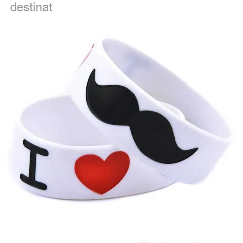 Braccialetti con perline in silicone I Love Moustache da 1 pollice Braccialetti con baffi larghi 1 polliceL24213