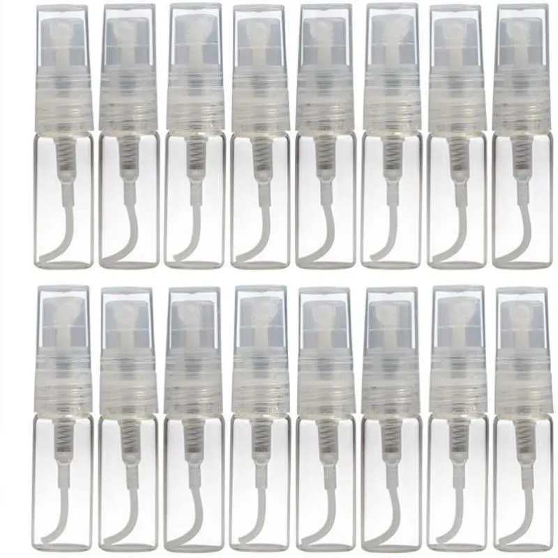 2 ml mini Clear Glass Pump Spray Bottle 2cc Refillerbar parfym Tom flaskatomizer Prov Vial Atcow BVGJJ