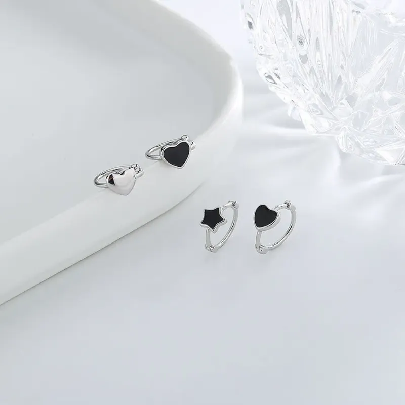 Boucles d'oreilles à dos géométriques personnalisées, bijoux en cuivre, sans perçage, cœur d'amour, Clips pour femmes, Clip de manchette sur cerceau coréen