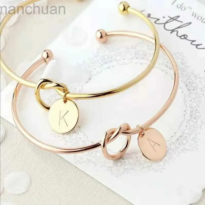 팔찌 buipoey 패션 초기 편지 매력 팔찌 여자 소녀 bow-knot bracelets bangles bantles fit 여자 남자 아이 보석 LDD240312