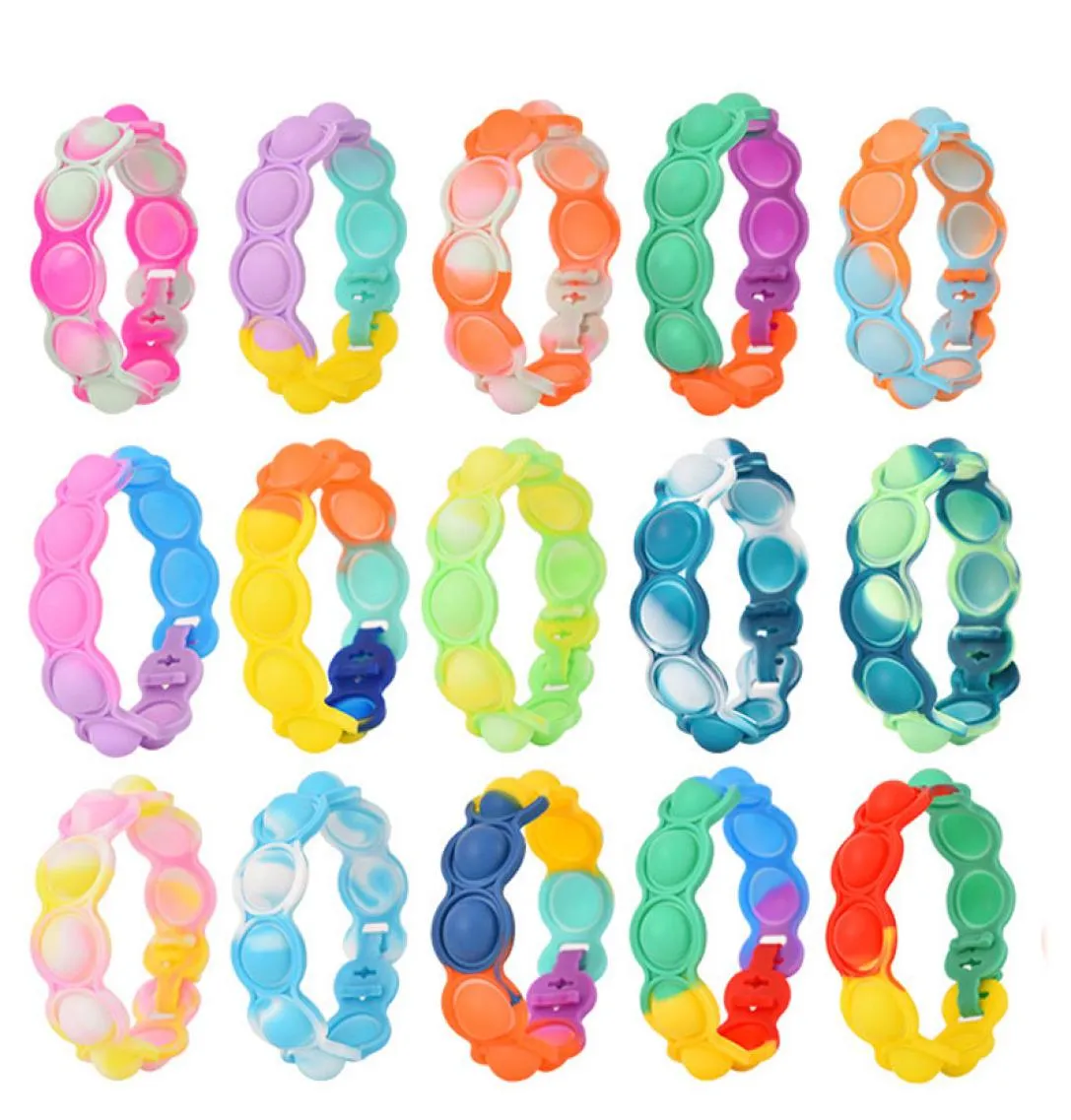 Toys Bracelet Push Bubble Squeeze Silicone Anti Stress Reliever Sensory Squishy Press Gift for Kids Adult anxiety antistress ring9125552