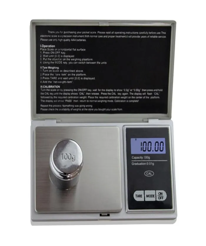 100G x 001G Mini Digital Scale Electronic Weight Scale Measure Laboratory Smycken Diamond Balanca 001G Hög Precision Vägning T1695657