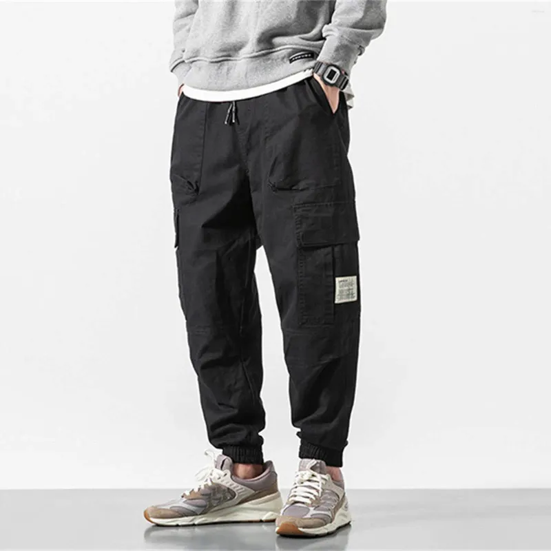 Men's Pants 2024 Casual Cargo Cotton Men Pocket Loose Straight Elastic Work Trousers Fit Joggers Male Large Size