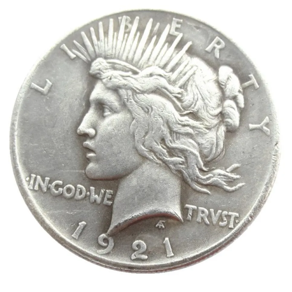 Pièces de monnaie plaquées argent, Dollar de la paix américain 1921, pièces de monnaie, matrices en métal, usine de fabrication 3023