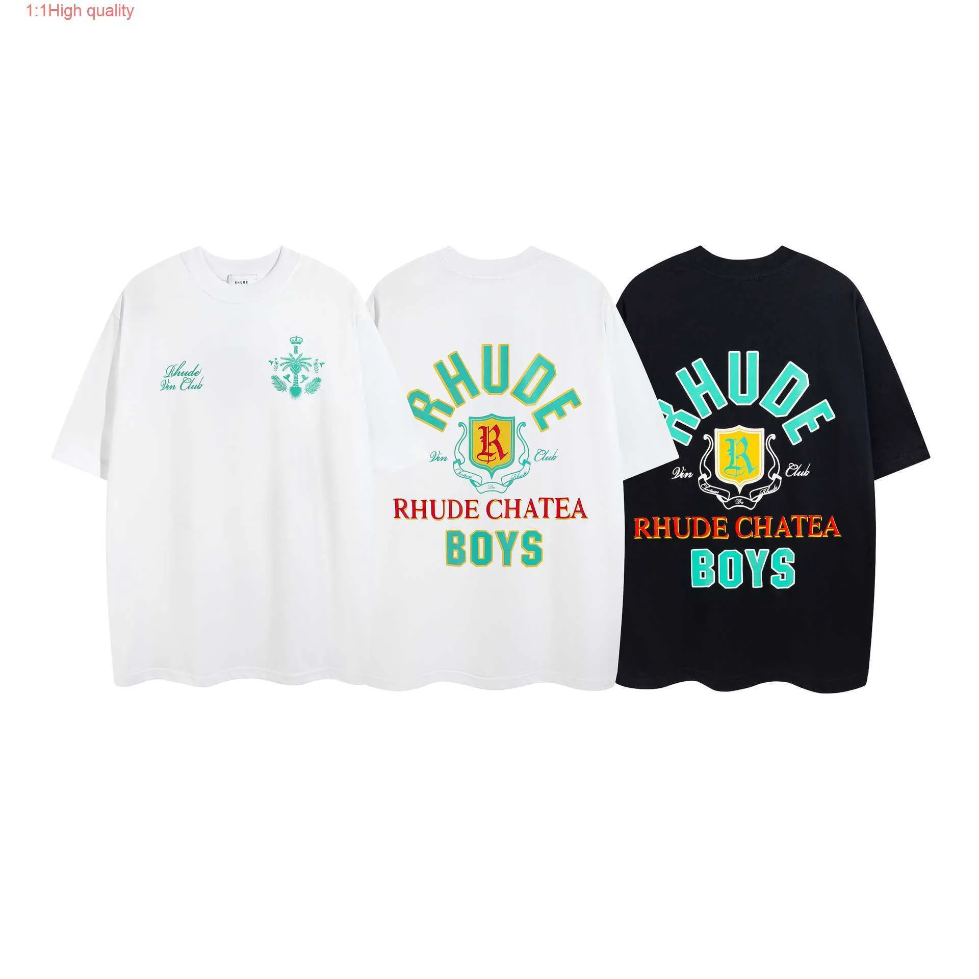 23SS модный бренд RHUDE футболка с короткими рукавами и принтом пшеницы и фруктов, мужская и женская футболка с коротким рукавом в американском стиле High Street