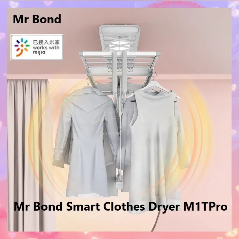 Kontroll Mijia Mr Bond M1TPro Smart Hanger Machine med torktumlare Lastkapacitet 35 kg arbete med Mihome -appen med luftstång för Smart Home
