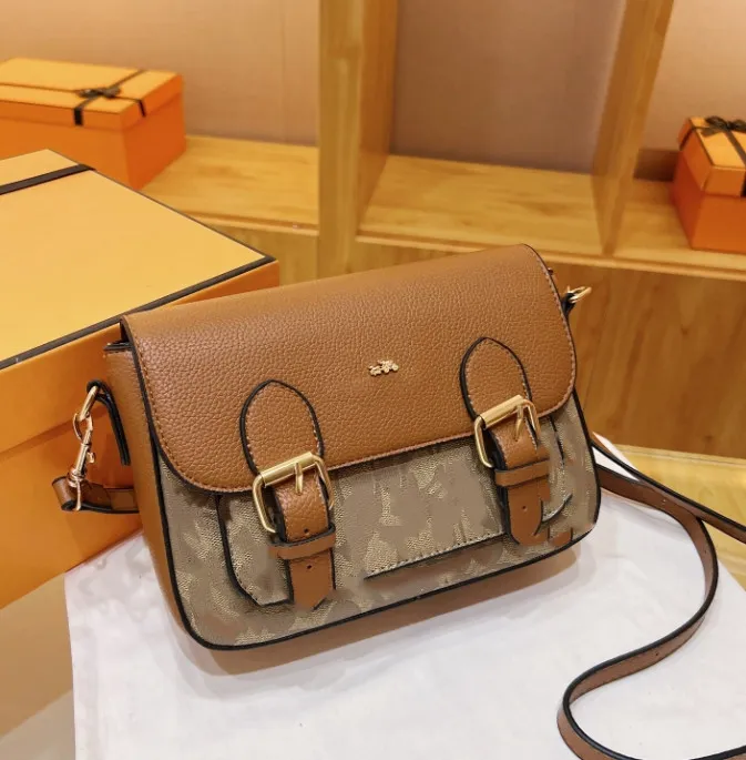 Women's Bag Vintage Leather Printed Buckle Crossbody Bag Shoulder Bag Flap Messenger Bag Small Square Bags Classic