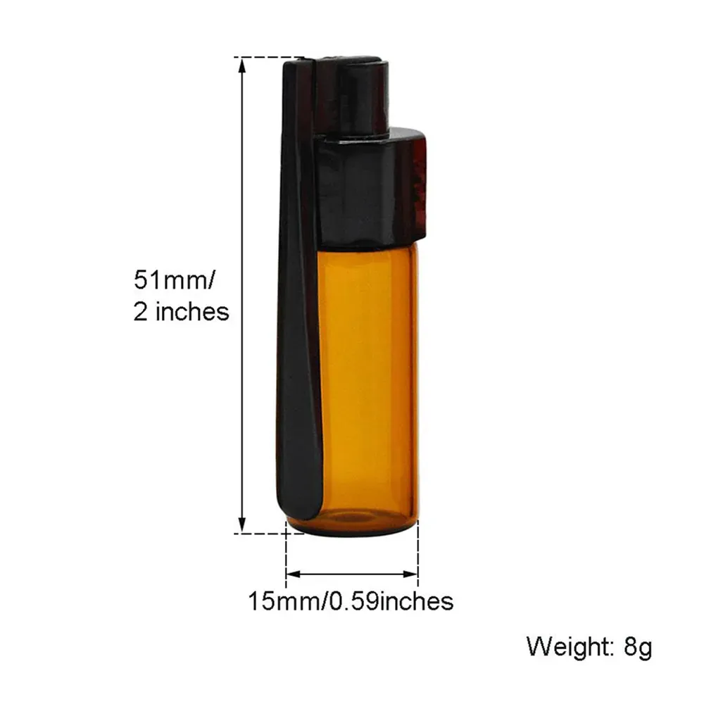 51mm/36mm Glass Pill Case Smoking Bottle Snuff Snorter Dispenser Bullet Plastic Cap Vial Storage Container Box with Spoon MultiColor tools accessories