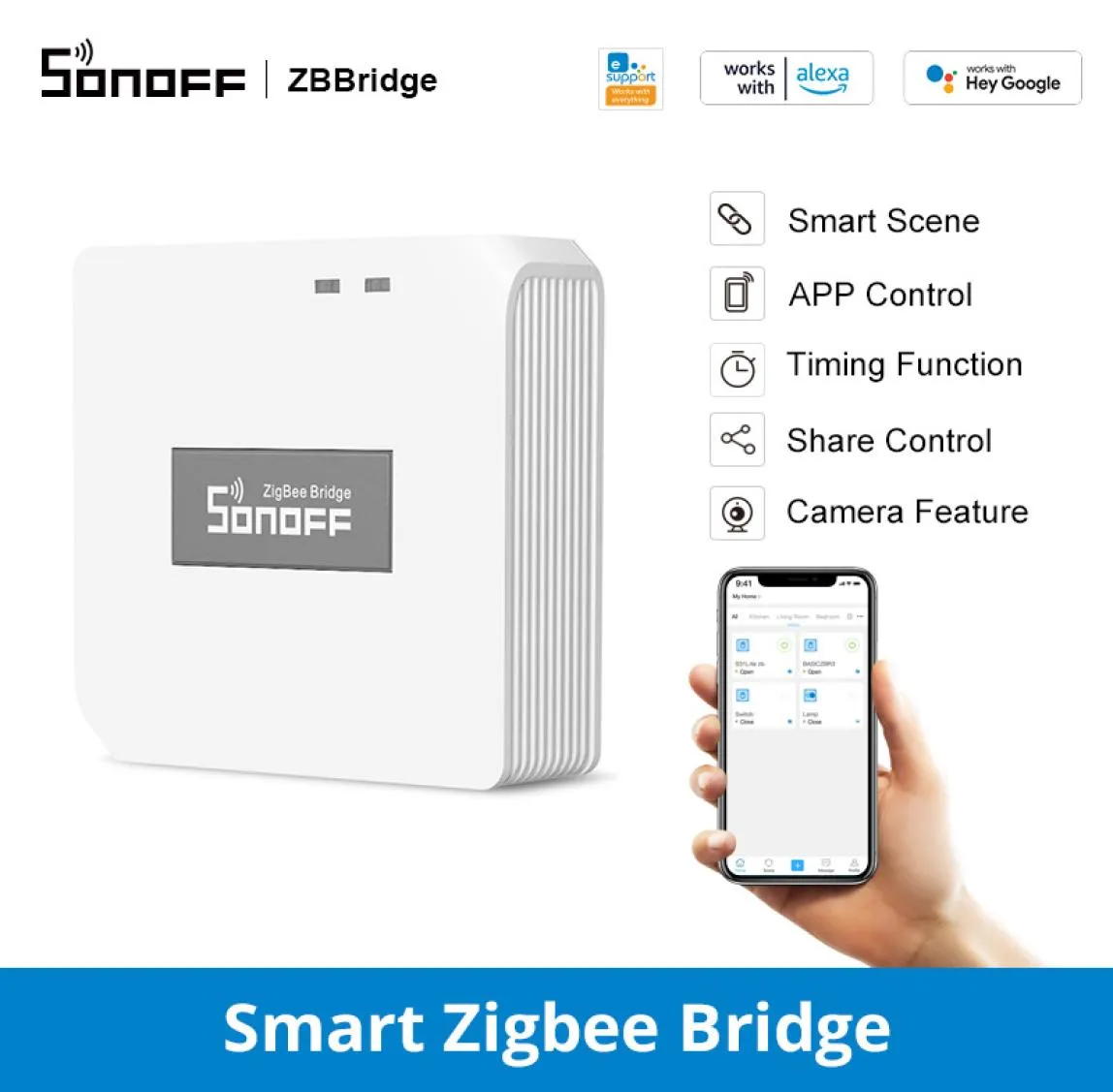 Sonoff ZB Bridge controla remotamente dispositivos ZigBee y WiFi en la aplicación eWeLink Funciona con la serie SNZB7108890