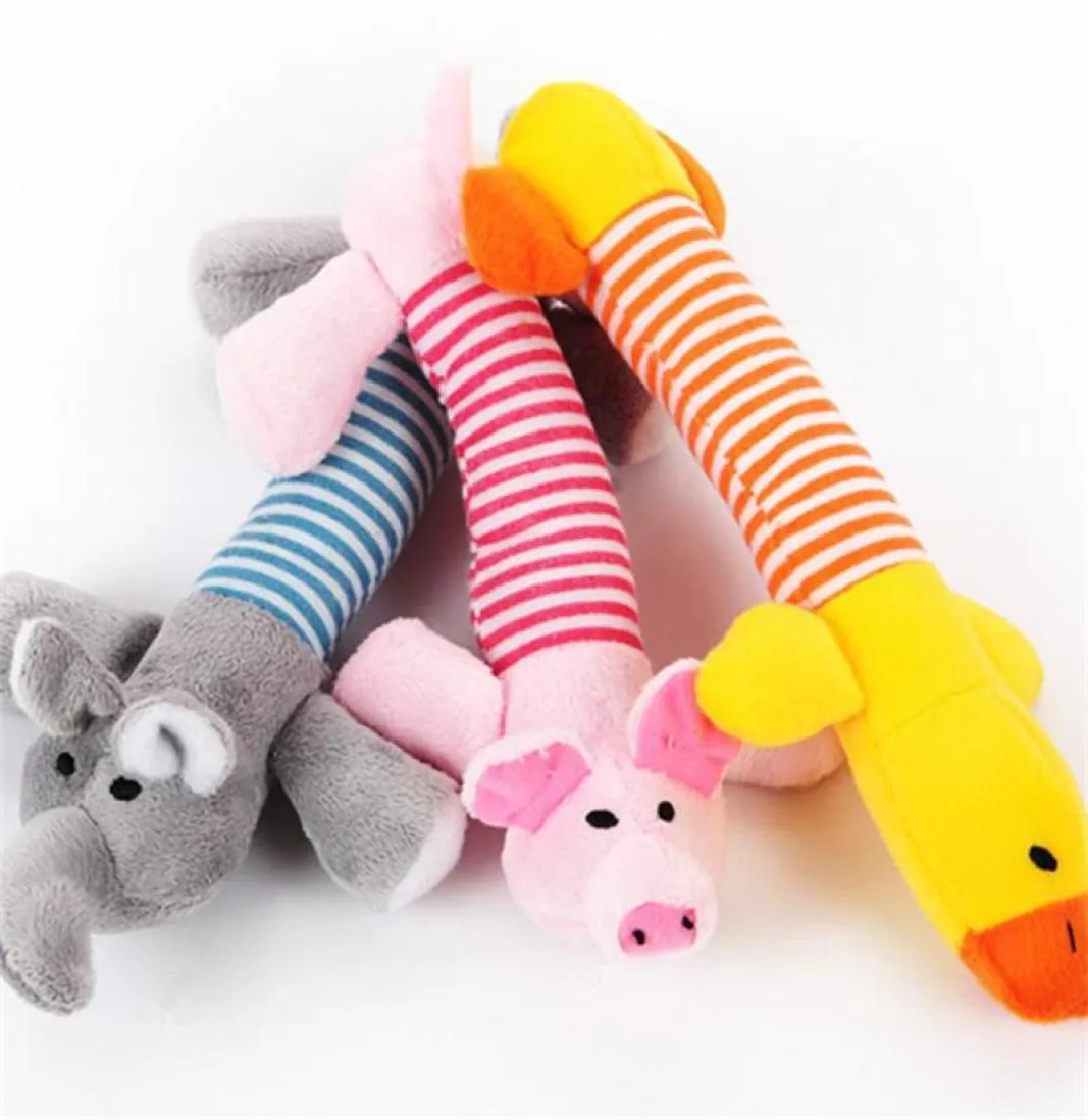 Simpatico cane da compagnia Gatto peluche Squeak Sound Giocattoli per cani Divertente pile Durabilità Giocattolo da masticare adatto a tutti gli animali domestici Elefante Maiale Nuovo6469264