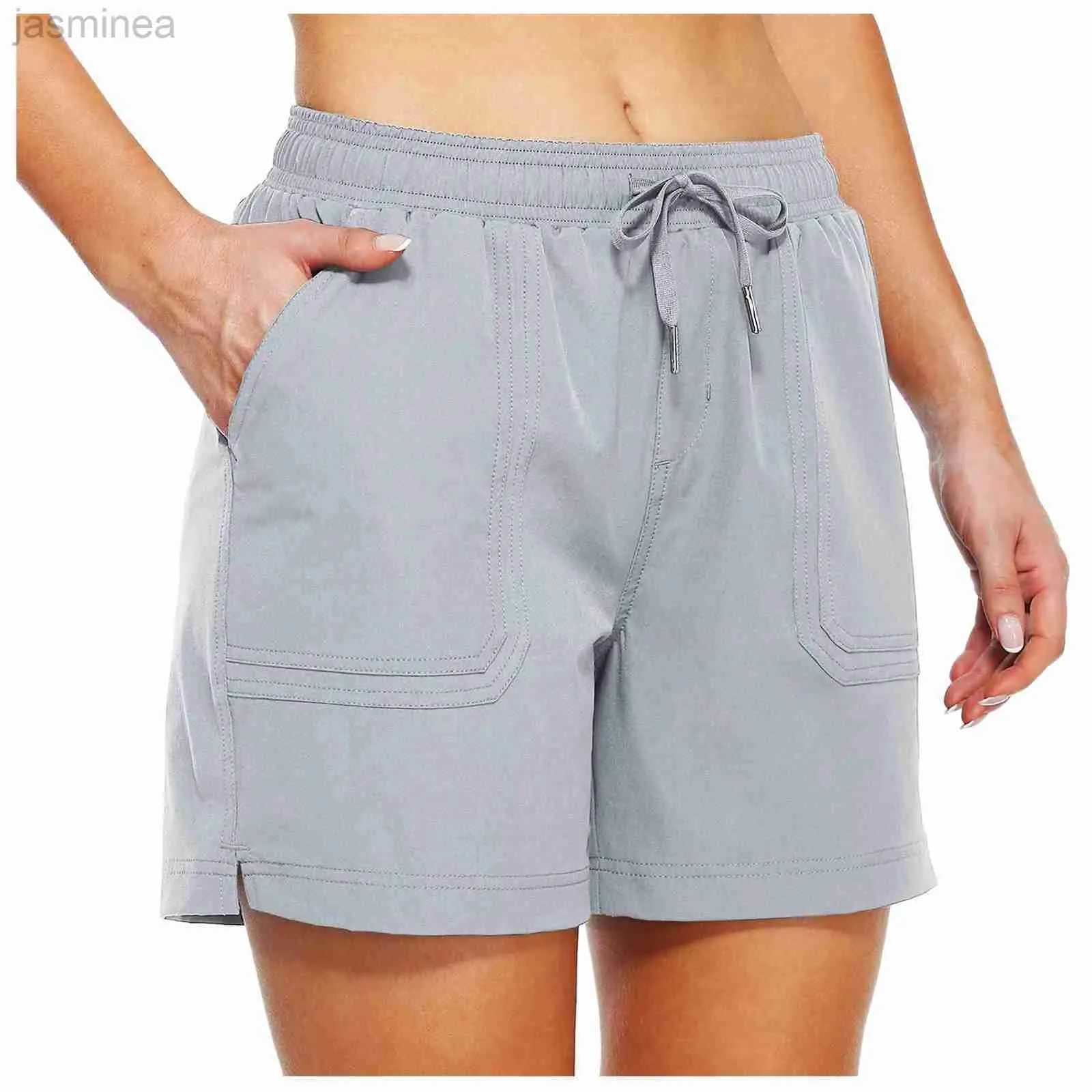 Damesshorts Snelle training Casual shorts Zomer elastische taille Zakken Casual korte losse zachte femme Straatshorts ldd240312