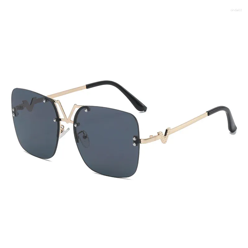 Zonnebril V Vierkant Oversized Bril Dames Luxe Man/ Randloze Zon Klassiek Vintage Outdoor Oculos De Sol UV400