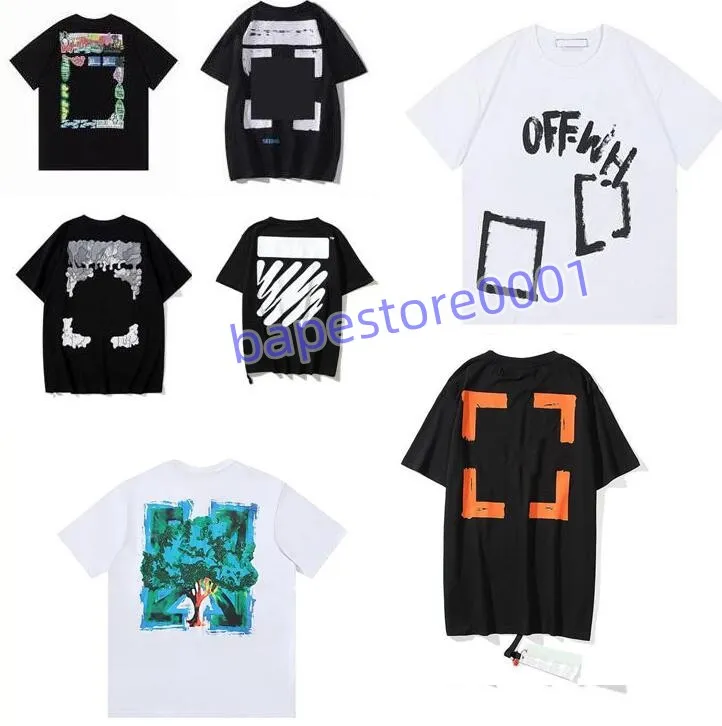 Summer T Shirt Mens Womens Designersoff T-shirts Loose Tees Tops Man Casual Shirt Luxurys Clothing Streetwear Shorts Sleeve Polos Tshirts Size S-X Offs White White