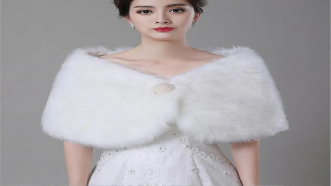 White Pearl Wrap Shawl Coat Jackets For Bridal Winter Wedding Cloak Faux Fur Shawls 2016 New Arrival2153224