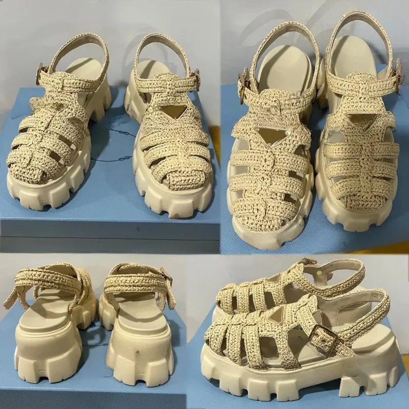 2024 New Sandals Hooked Cage Sandals Flat Sandals Sports Pattern