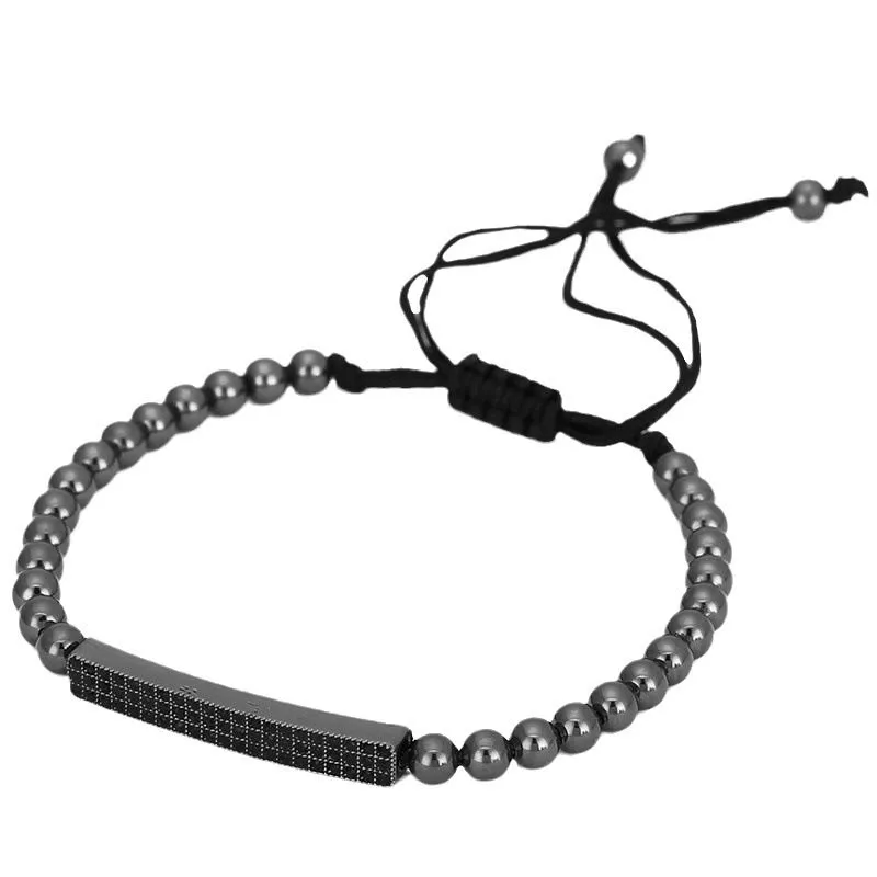 Hiphop luxe noir zircone Bracelet concepteur naturel lave oeil de tigre pierre Bracelet perle bijoux cadeau