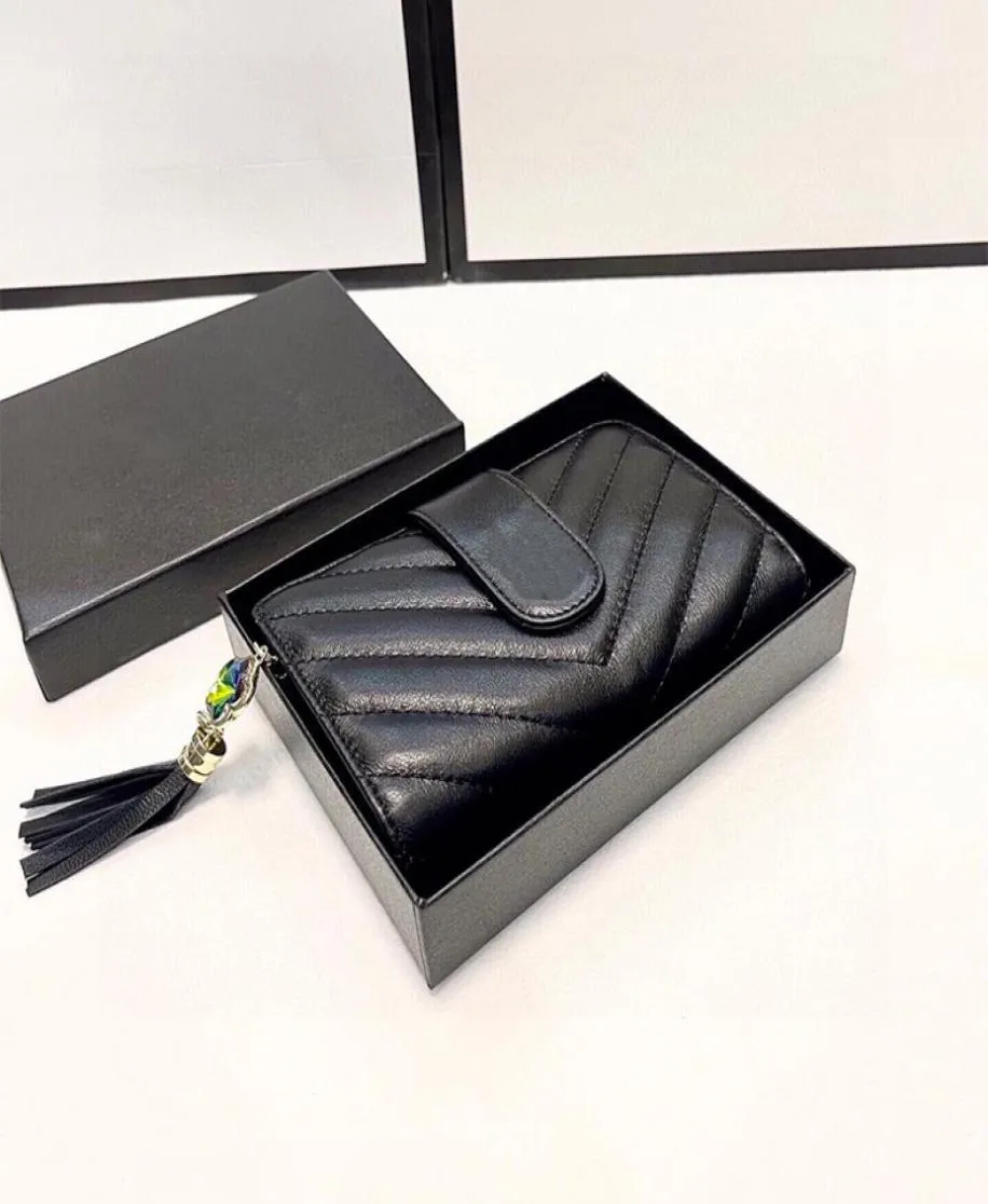 2022 High Quality TriFold Short Coin Purses Lambskin Classic Designer Fashion Ladies Wallet Card Holder Wallets9222449