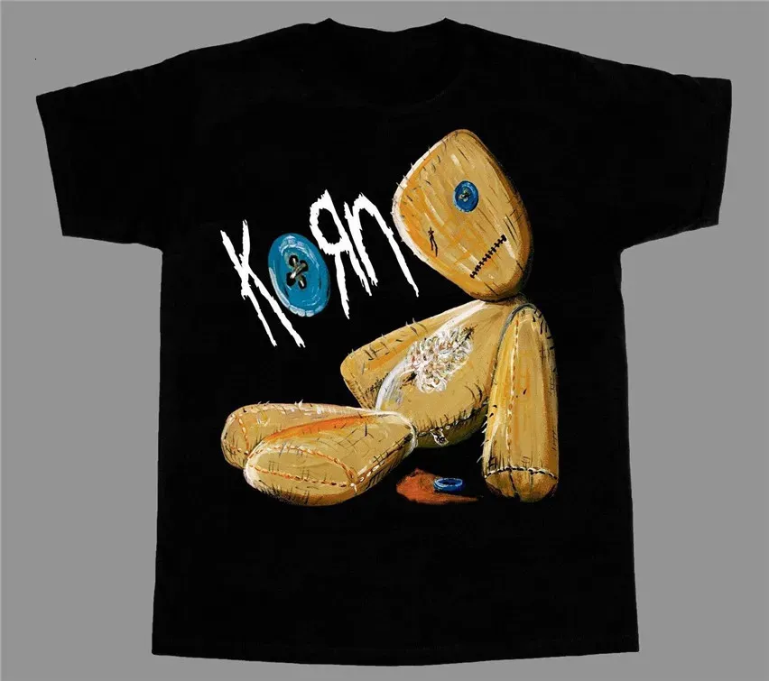 Korn utfärdar rockband svart kortlång ärm thirt stor tall tee tshirt 240227