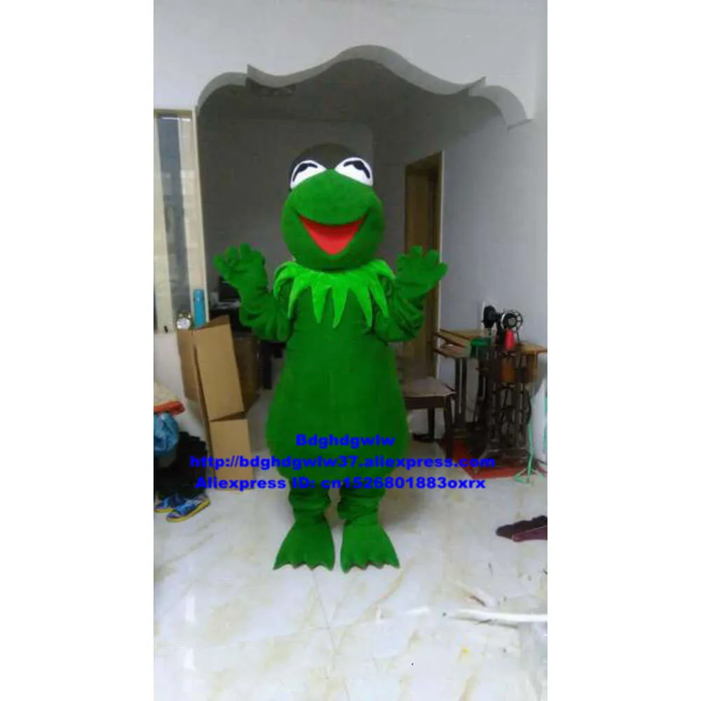 Mascot Costumes Green Long Fur Frog Toad Bufonid Bullfrog Mascot Costume Adult Cartoon Character Outfit Suit Scenic Spot THEME PARK Zx443