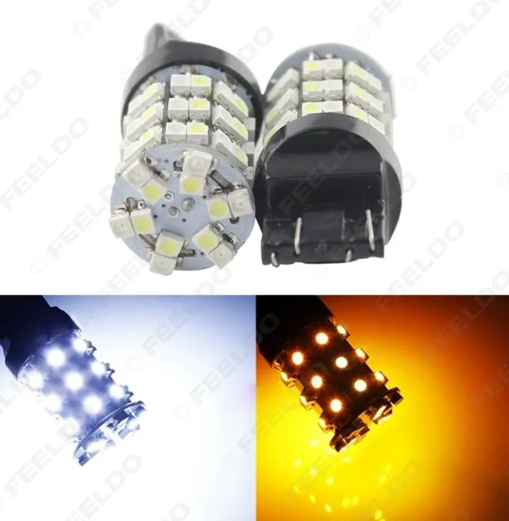 2PCS 7443 T20 1210 60SMD DUAL KOLOR WHITEAMBER WYKOŃCZENIE SAGULOWANIE SYGNINGU SYGRATYWA LED LED 14803010944