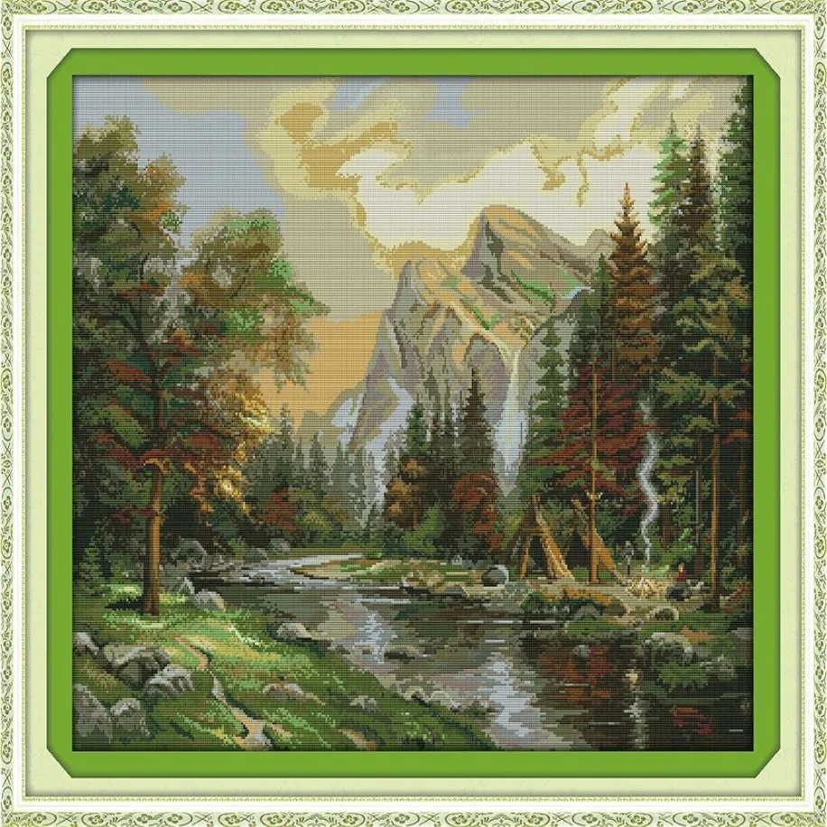 The scenery of the suburban home decor painting Handmade Cross Stitch Embroidery Needlework sets counted print on canvas DMC 14CT296e