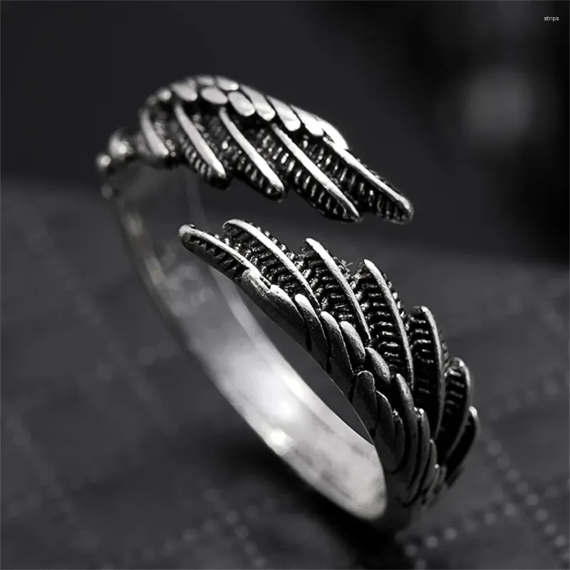 Bagues de cluster Punk Bague de tendance en forme d'aile pour hommes et femmes Personnalité réglable Style rétro Modèle animal Bijoux Accessoires Cadeaux