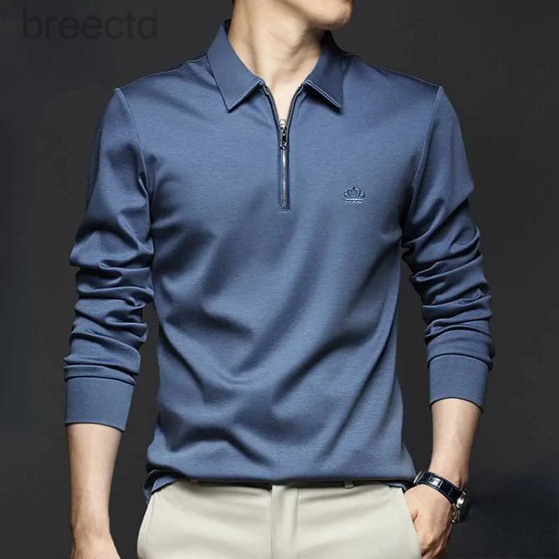 Men's Polos Korean Fashion Solid Polo Shirts Spring New T-shirt Streetwear Business Casual Embroidered Sleeve Slim ldd240312