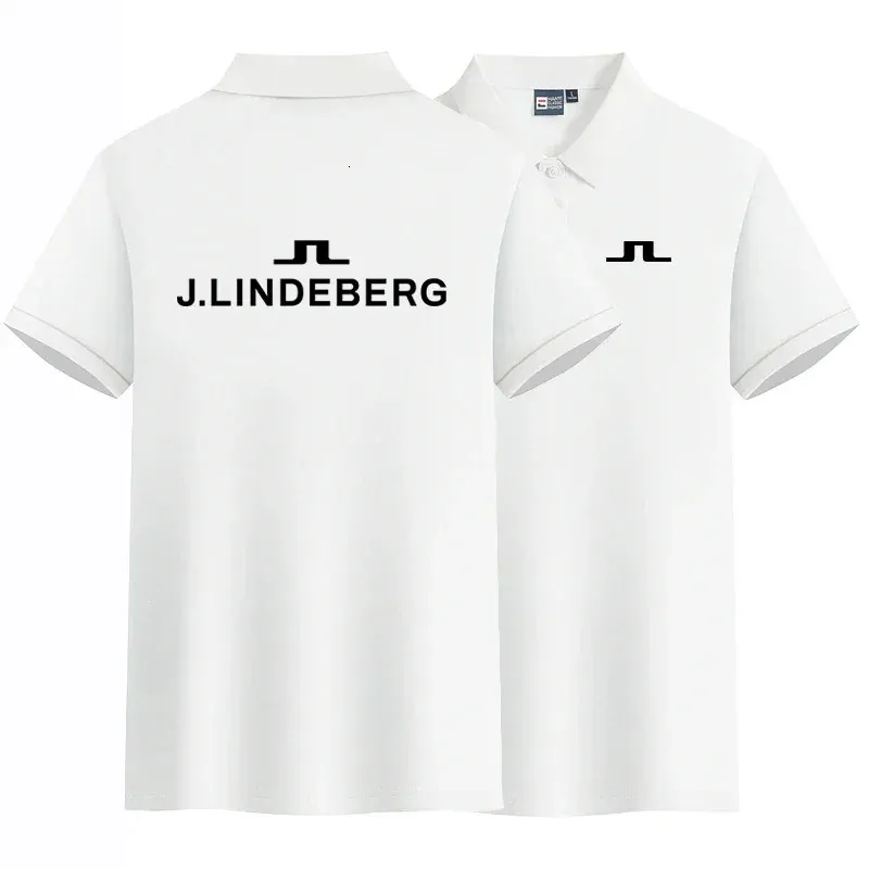 Polo da uomo in cotone di alta qualità da golf estivo Camicia traspirante J Lindeberg T-shirt a maniche corte per il tempo libero Polo da uomo 240226